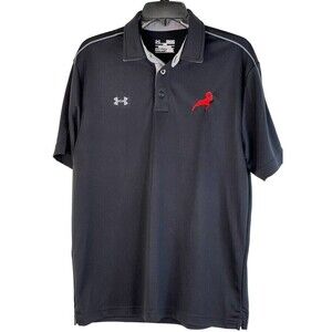 Men's Under Armour Heat Gear Loose RAMS Black Polo Shirt Size Med Red Ram Emblem